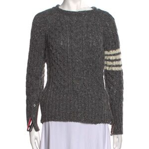 Thom Browne Gray Cable Knit Sweater Wool